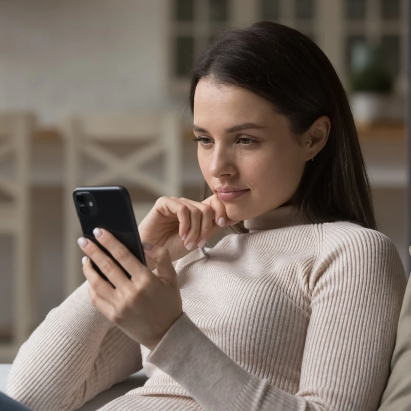 woman scrolling social media on her phone